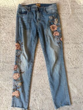 DRIFTWOOD Jackie  Light Blue Jeans with Pink Floral Embroidery 28/28